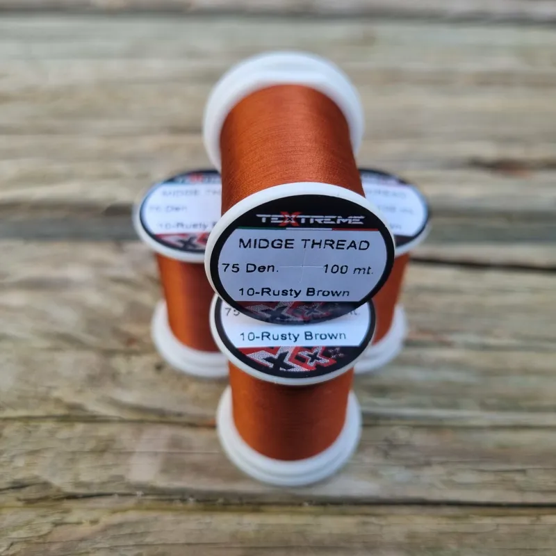 TEXTREME Midge Tying Thread 75dn in 10-Rusty Brown-1